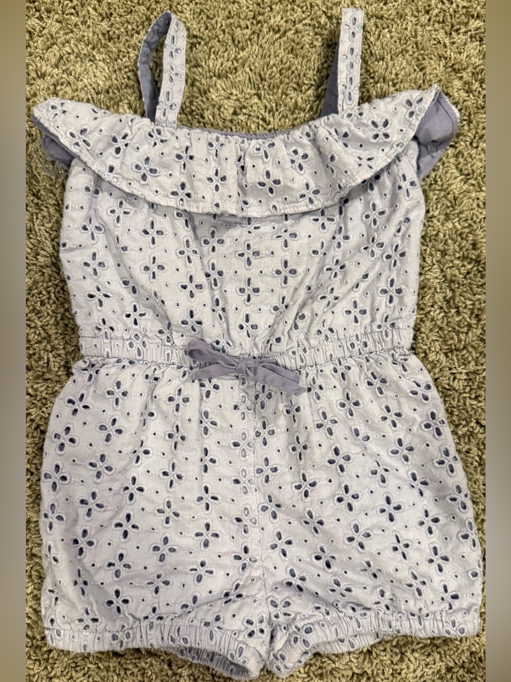 babyGap Girls 2T Lavender Eyelet Floral Ruffle Rompers